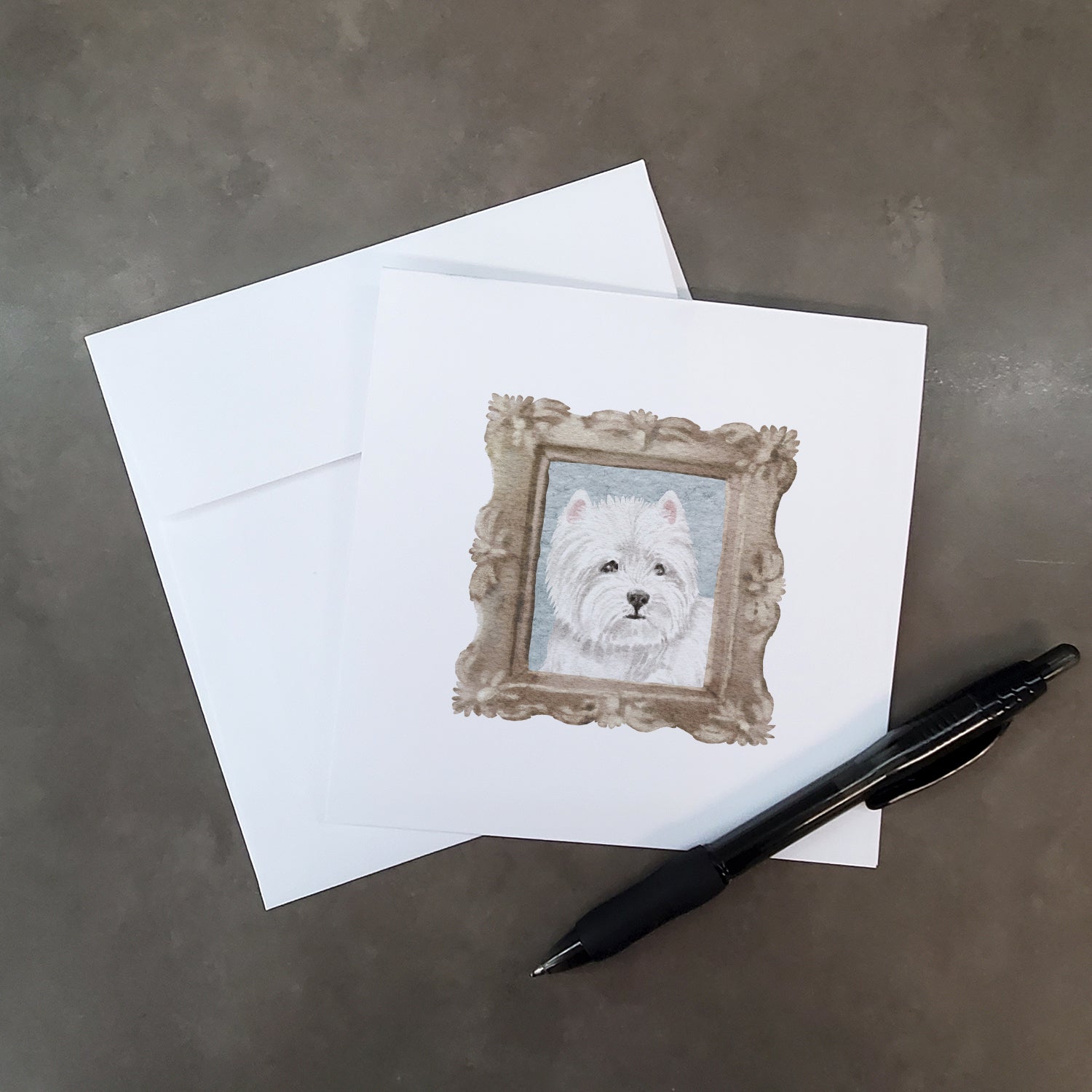 West Highland White Terrier Front View Pretty as a Picture Square Greeting Cards and Envelopes Pack of 8 Blank Cards with Envelopes Blank Thank You Note Greeting Cards Stationery