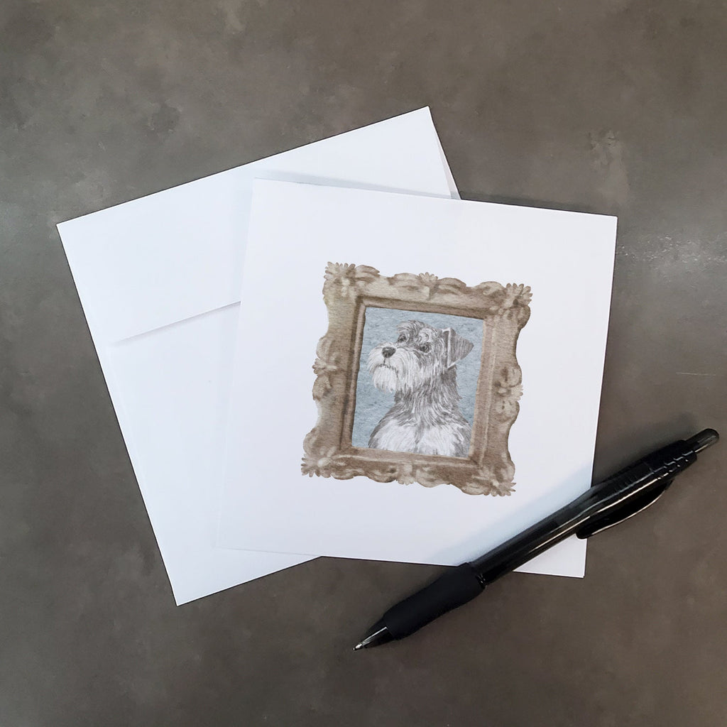 Schnauzer Silver Side View Pretty as a Picture Square Greeting Cards and Envelopes Pack of 8 Blank Cards with Envelopes Blank Thank You Note Greeting Cards Stationery