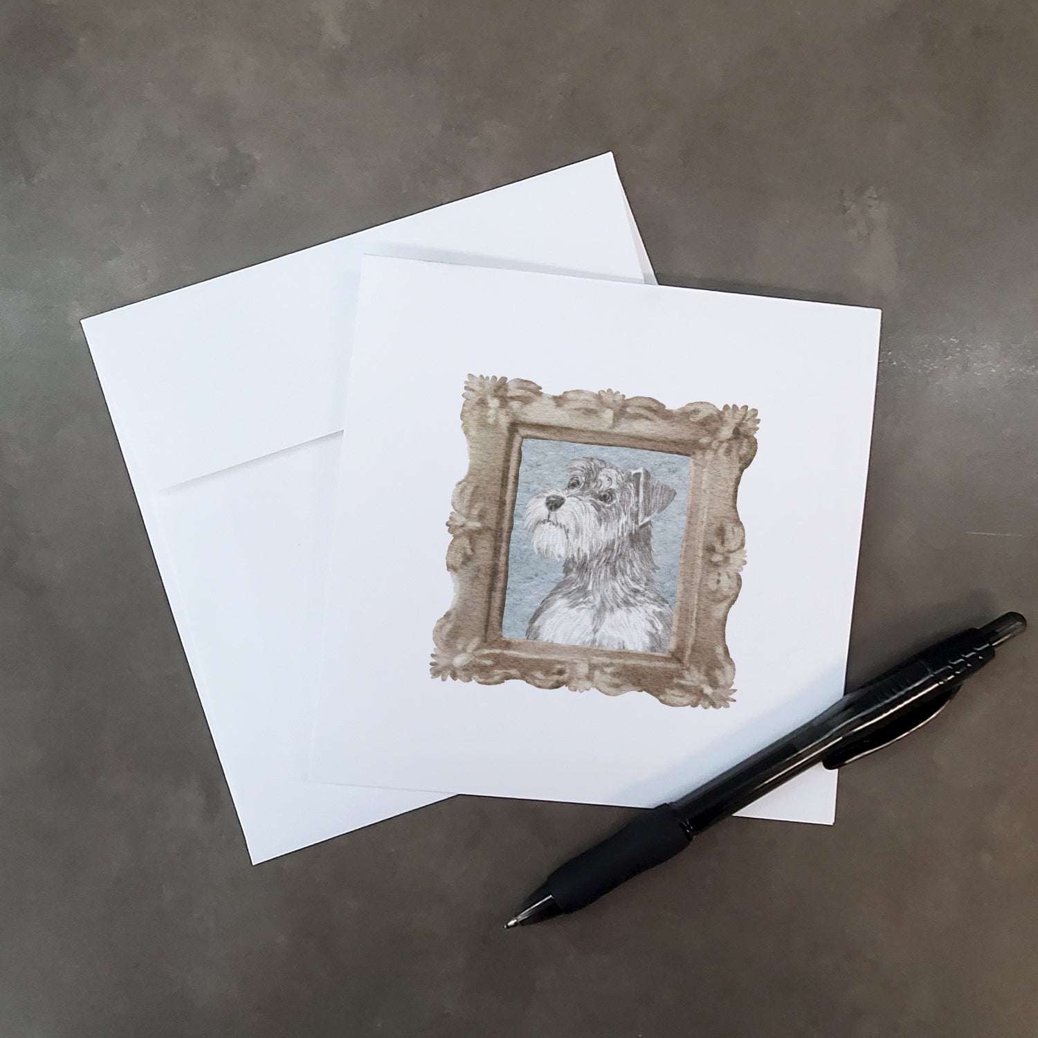 Schnauzer Silver Side View Pretty as a Picture Square Greeting Cards and Envelopes Pack of 8 Blank Cards with Envelopes Blank Thank You Note Greeting Cards Stationery