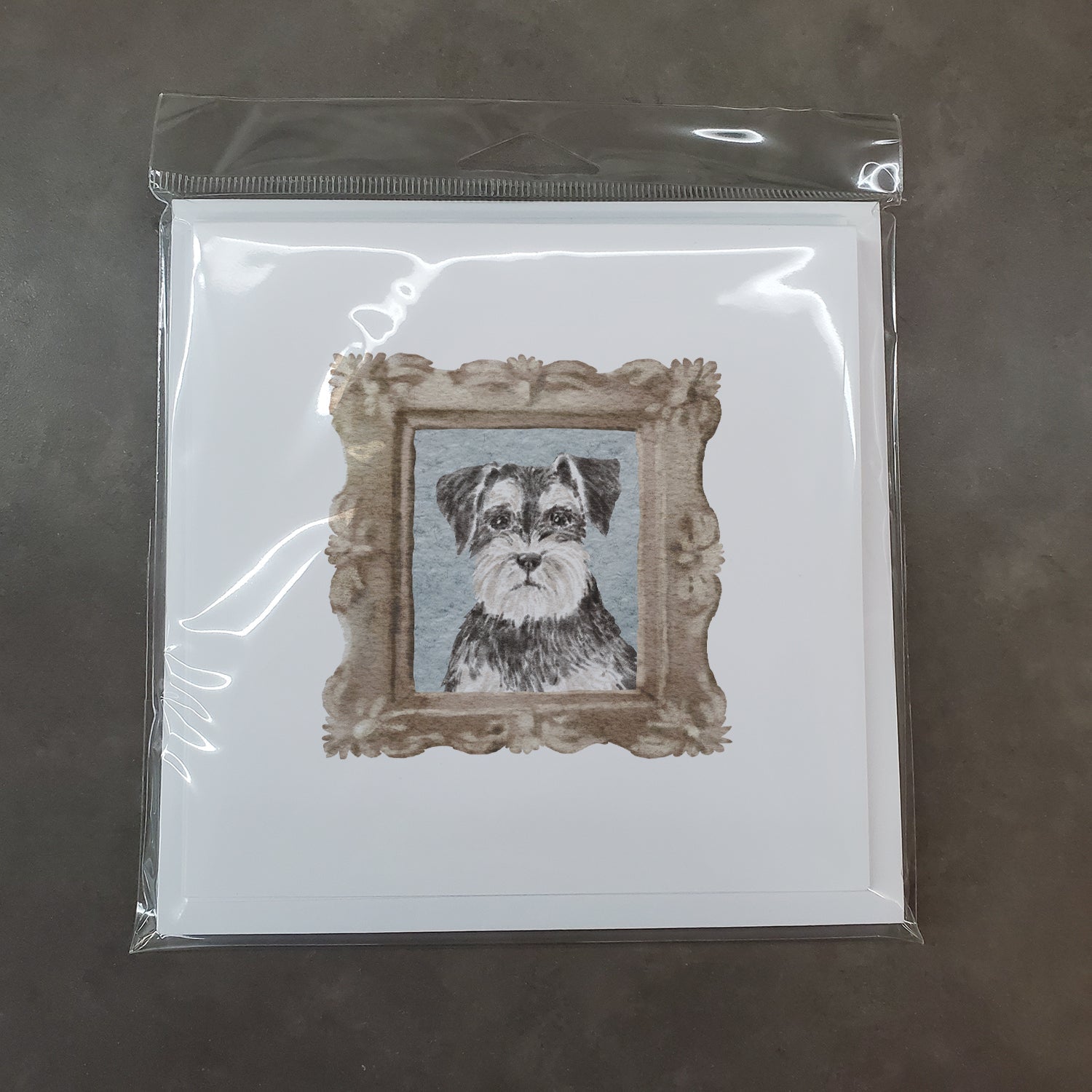 Schnauzer Grey Front View Pretty as a Picture Square Greeting Cards and Envelopes Pack of 8 Blank Cards with Envelopes Blank Thank You Note Greeting Cards Stationery