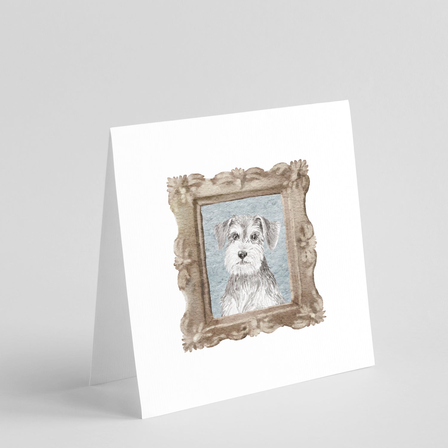 Schnauzer Silver Front View Pretty as a Picture Square Greeting Cards and Envelopes Pack of 8 Blank Cards with Envelopes Blank Thank You Note Greeting Cards Stationery