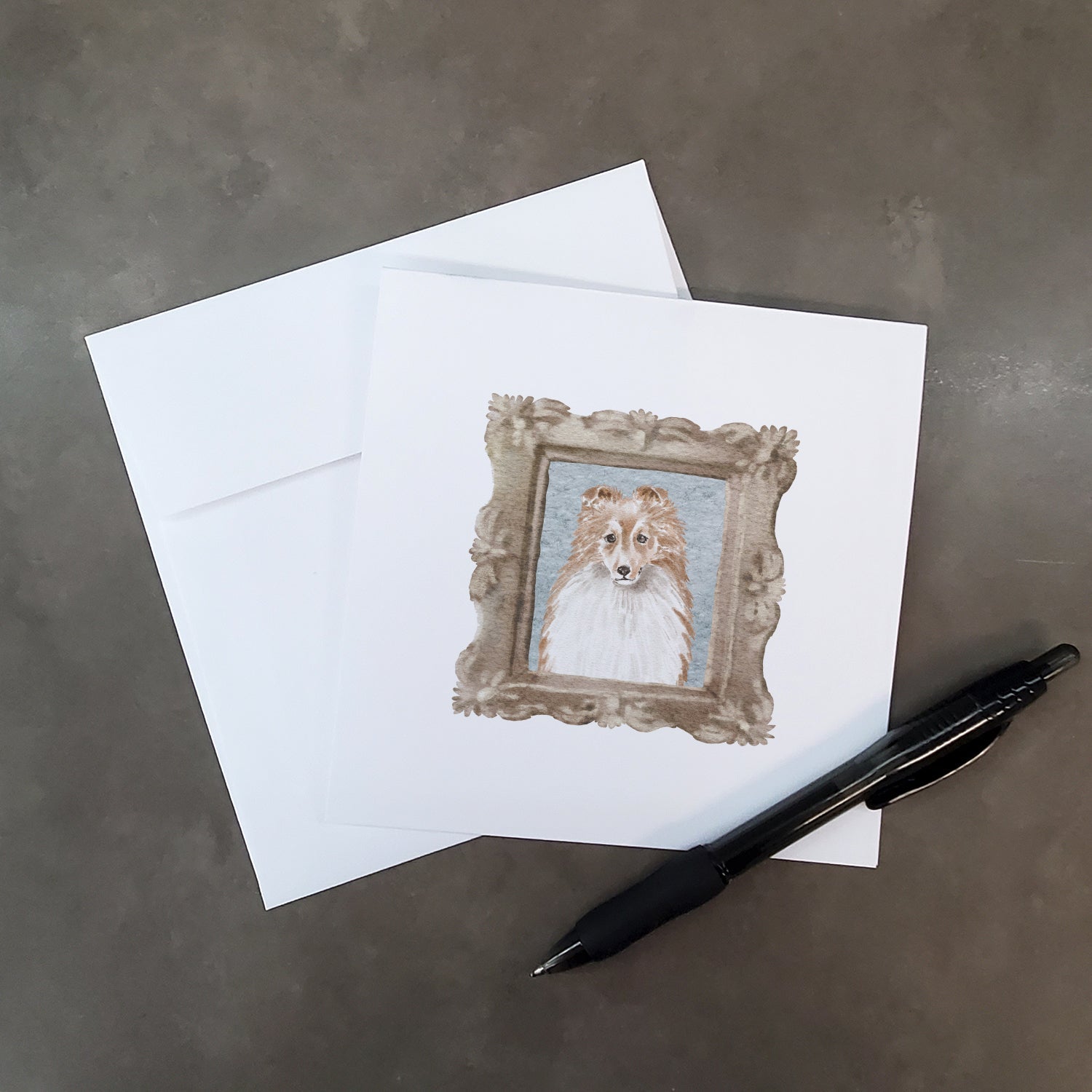 Sheltie Sable Front View Pretty as a Picture Square Greeting Cards and Envelopes Pack of 8 Blank Cards with Envelopes Blank Thank You Note Greeting Cards Stationery