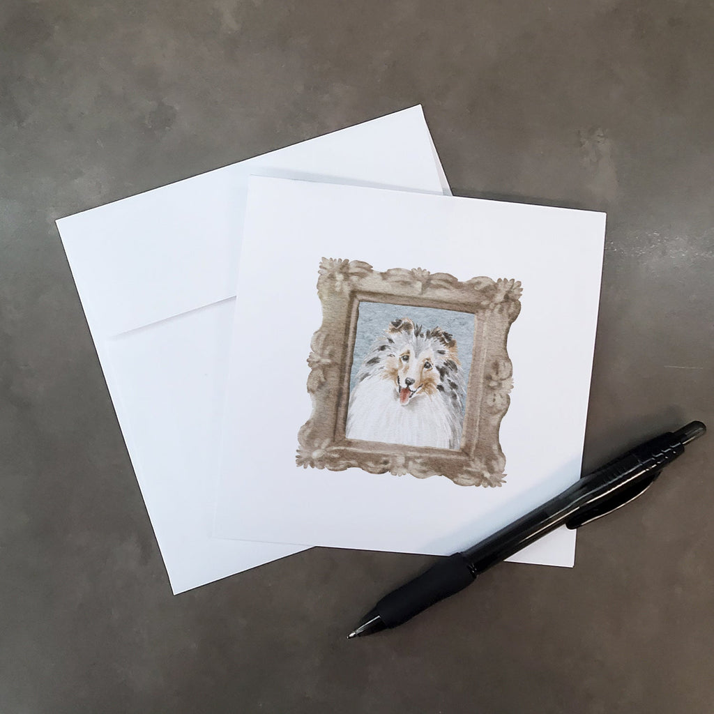 Sheltie Blue Merle Smile Pretty as a Picture Square Greeting Cards and Envelopes Pack of 8 Blank Cards with Envelopes Blank Thank You Note Greeting Cards Stationery
