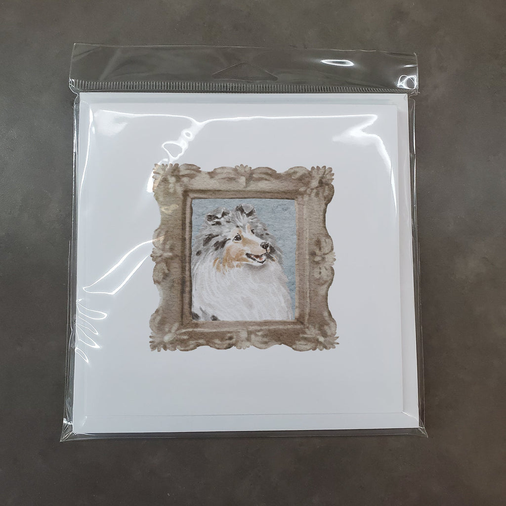 Sheltie Blue Merle Side View Pretty as a Picture Square Greeting Cards and Envelopes Pack of 8 Blank Cards with Envelopes Blank Thank You Note Greeting Cards Stationery