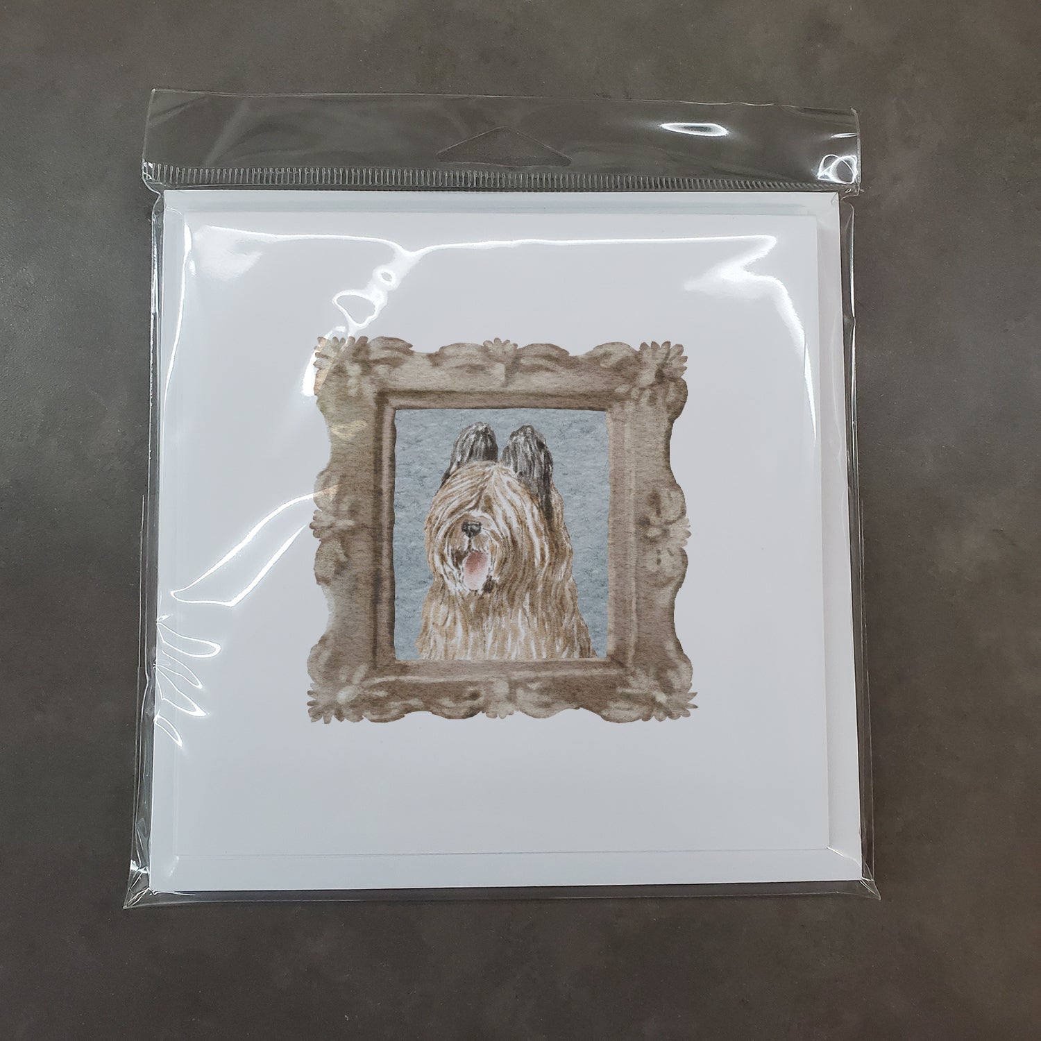 Briard Tawny Side View Smile Pretty as a Picture Square Greeting Cards and Envelopes Pack of 8 Blank Cards with Envelopes Blank Thank You Note Greeting Cards Stationery
