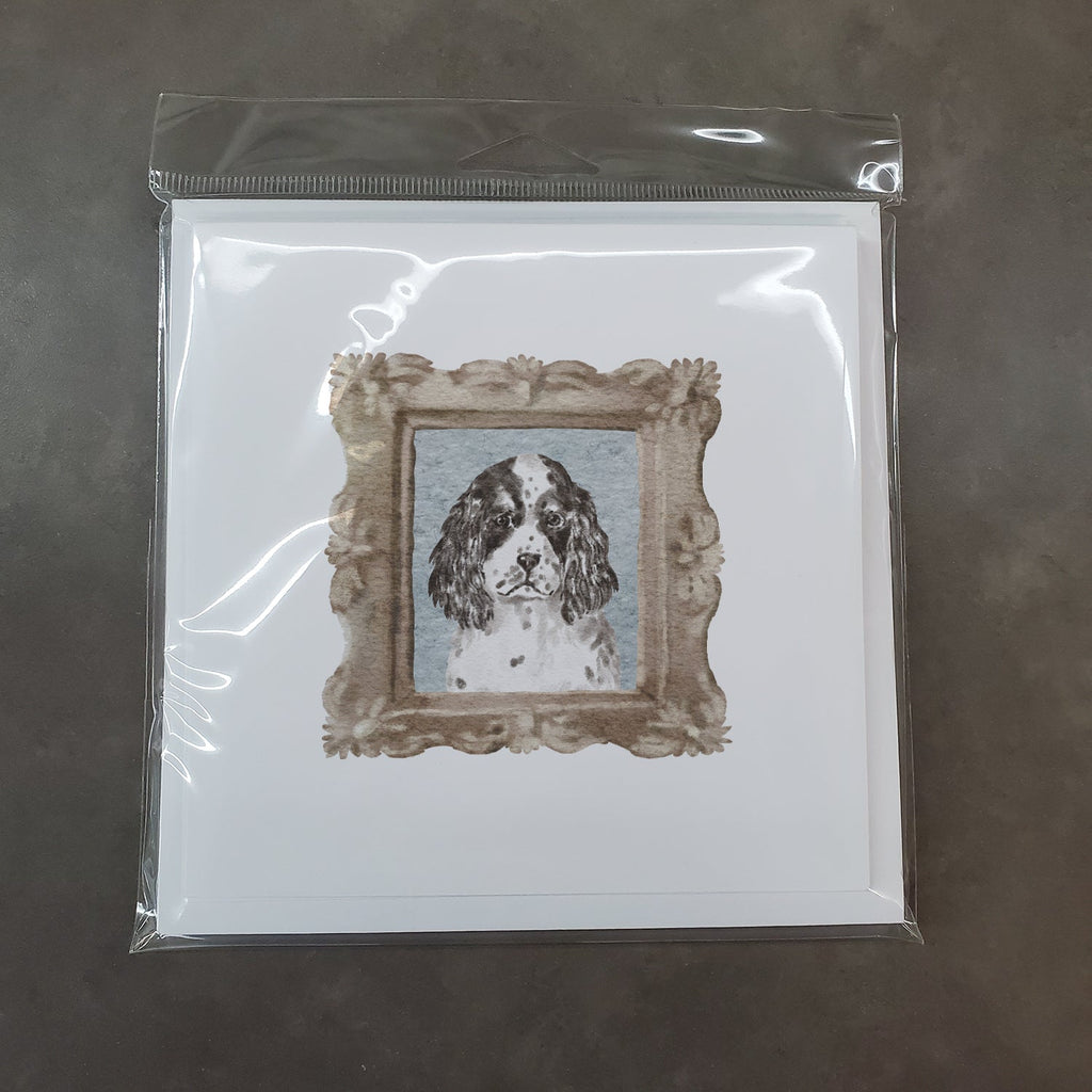 English Springer Spaniel Black White Puppy Pretty as a Picture Square Greeting Cards and Envelopes Pack of 8 Blank Cards with Envelopes Blank Thank You Note Greeting Cards Stationery