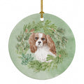 Cavalier Spaniel Blenheim Christmas Wreath Ceramic Ornament Christmas Tree Hanging Decorations for Home Christmas Holiday, Party, Gift, 3 in, Multicolor