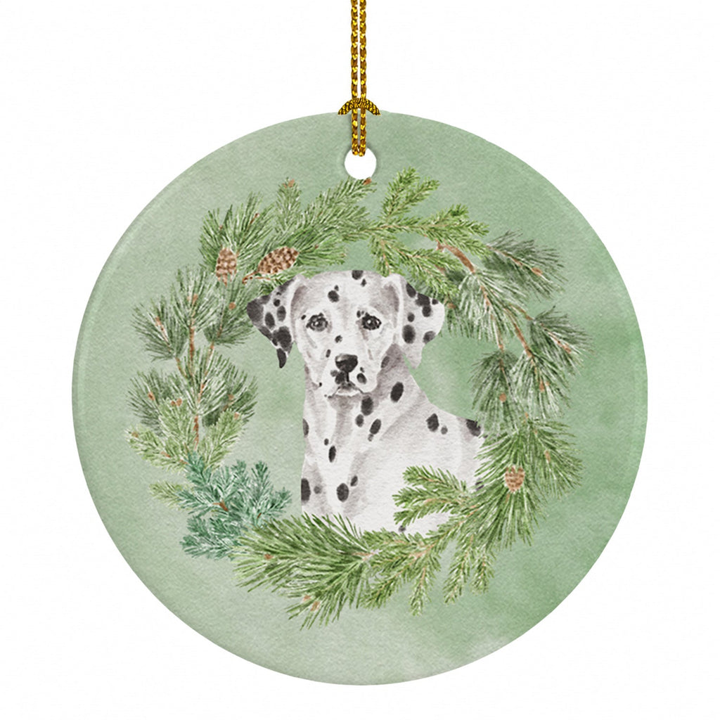 Dalmatian Christmas Wreath Ceramic Ornament Christmas Tree Hanging Decorations for Home Christmas Holiday, Party, Gift, 3 in, Multicolor