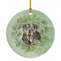 Rottweiler Christmas Wreath Ceramic Ornament Christmas Tree Hanging Decorations for Home Christmas Holiday, Party, Gift, 3 in, Multicolor