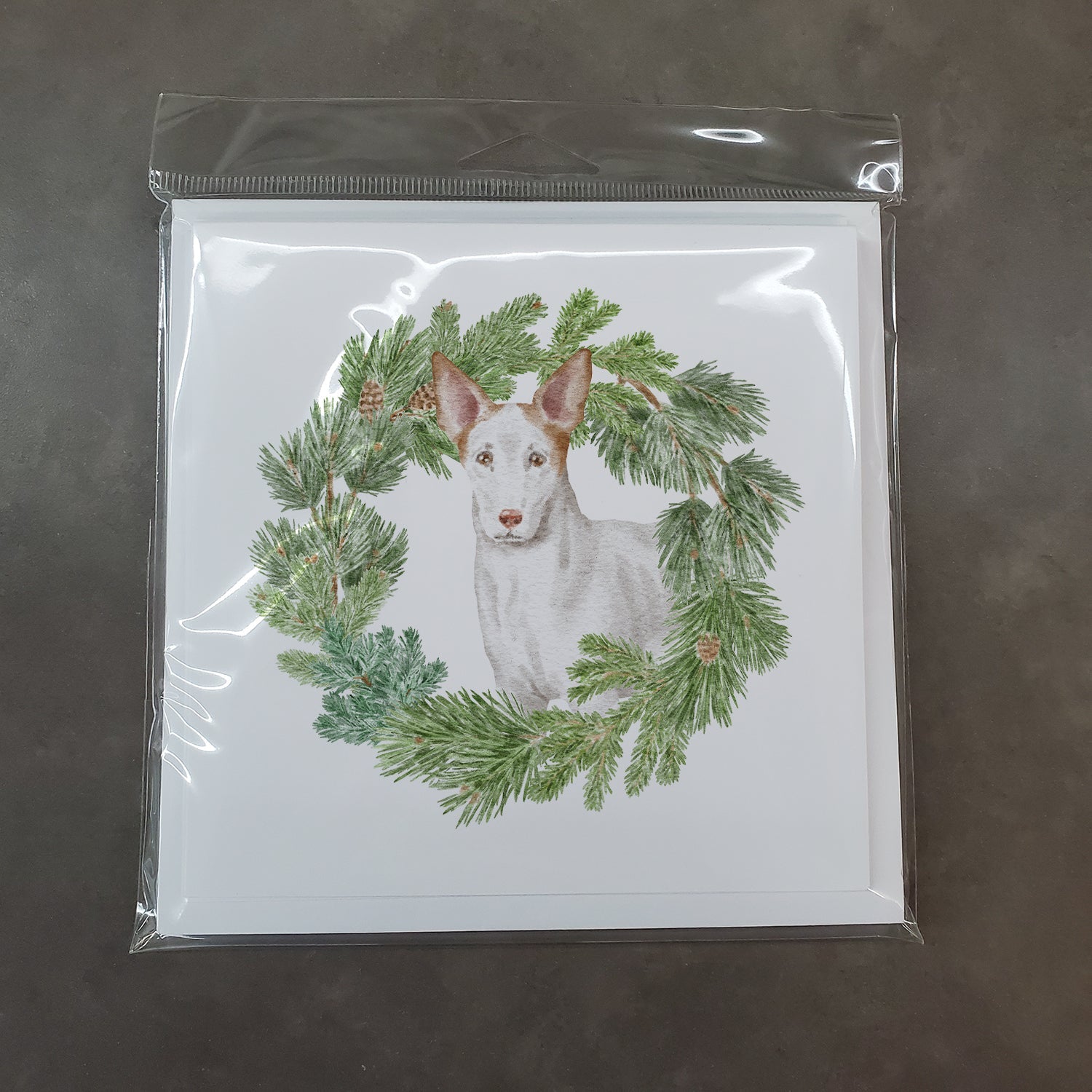 Ibizan Hound Christmas Wreath Square Greeting Cards and Envelopes Pack of 8 Blank Cards with Envelopes Blank Thank You Note Greeting Cards Stationery