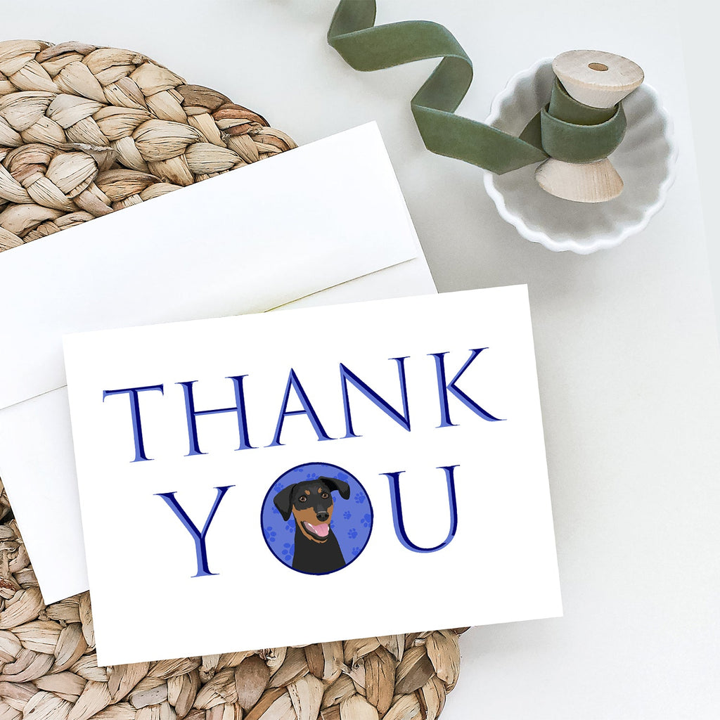 Doberman Pinscher Black and Rust Natural Ears #1 Thank You Greeting Cards Pack of 8 Blank Cards with Envelopes Whimsical A7 Size 5x7