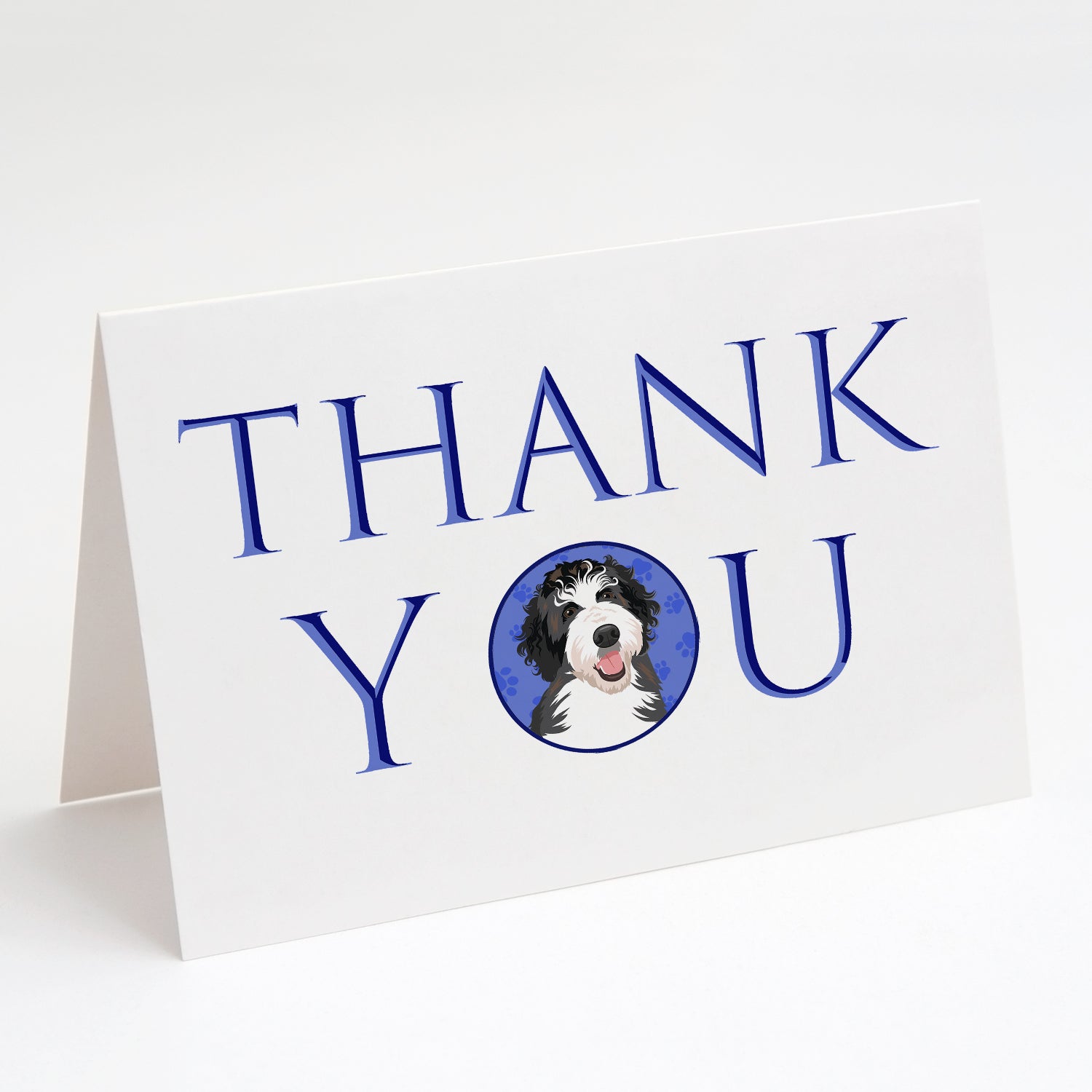 Doodle Silver and White #1 Thank You Greeting Cards Pack of 8 Blank Cards with Envelopes Whimsical A7 Size 5x7