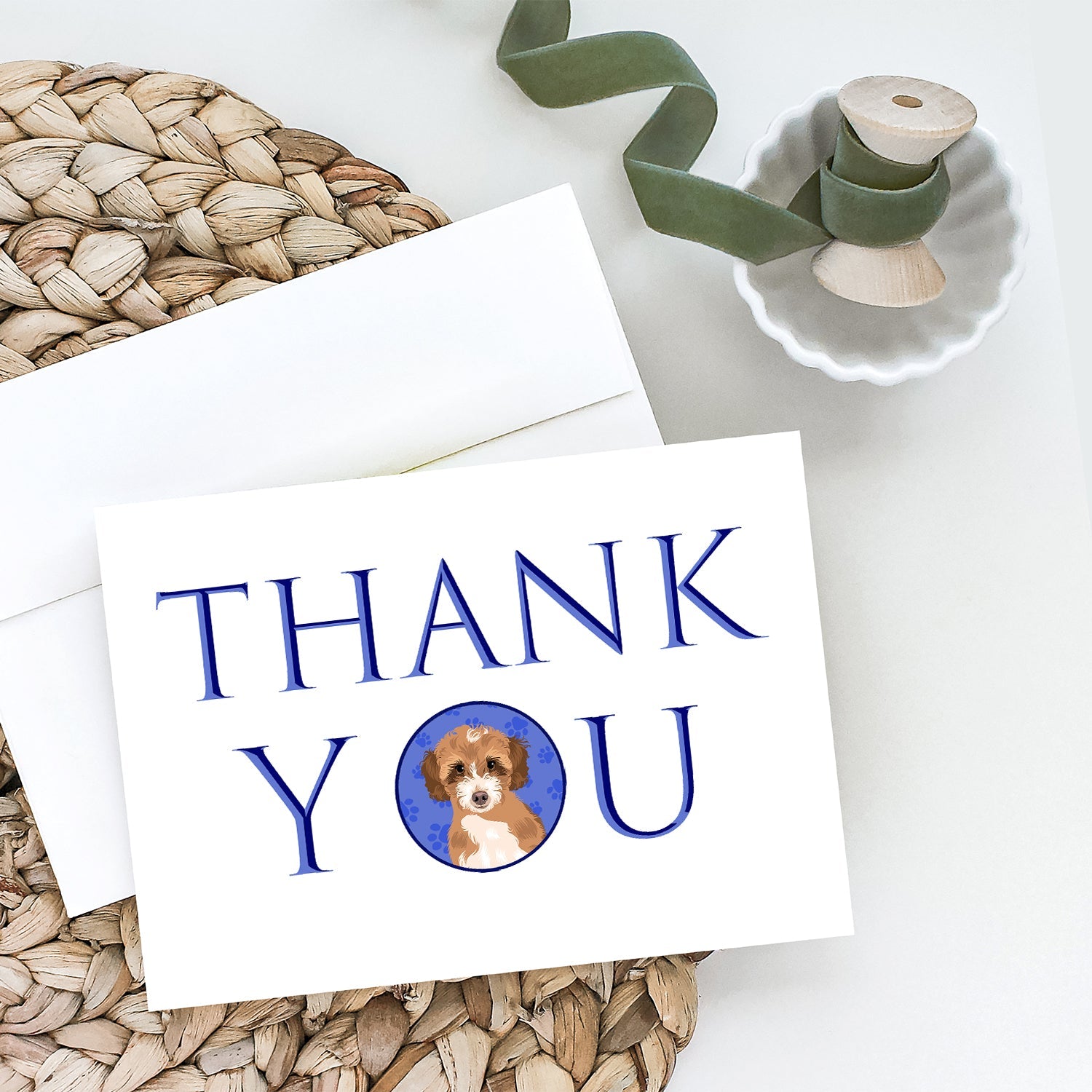 Doodle Tricolor #2 Thank You Greeting Cards Pack of 8 Blank Cards with Envelopes Whimsical A7 Size 5x7