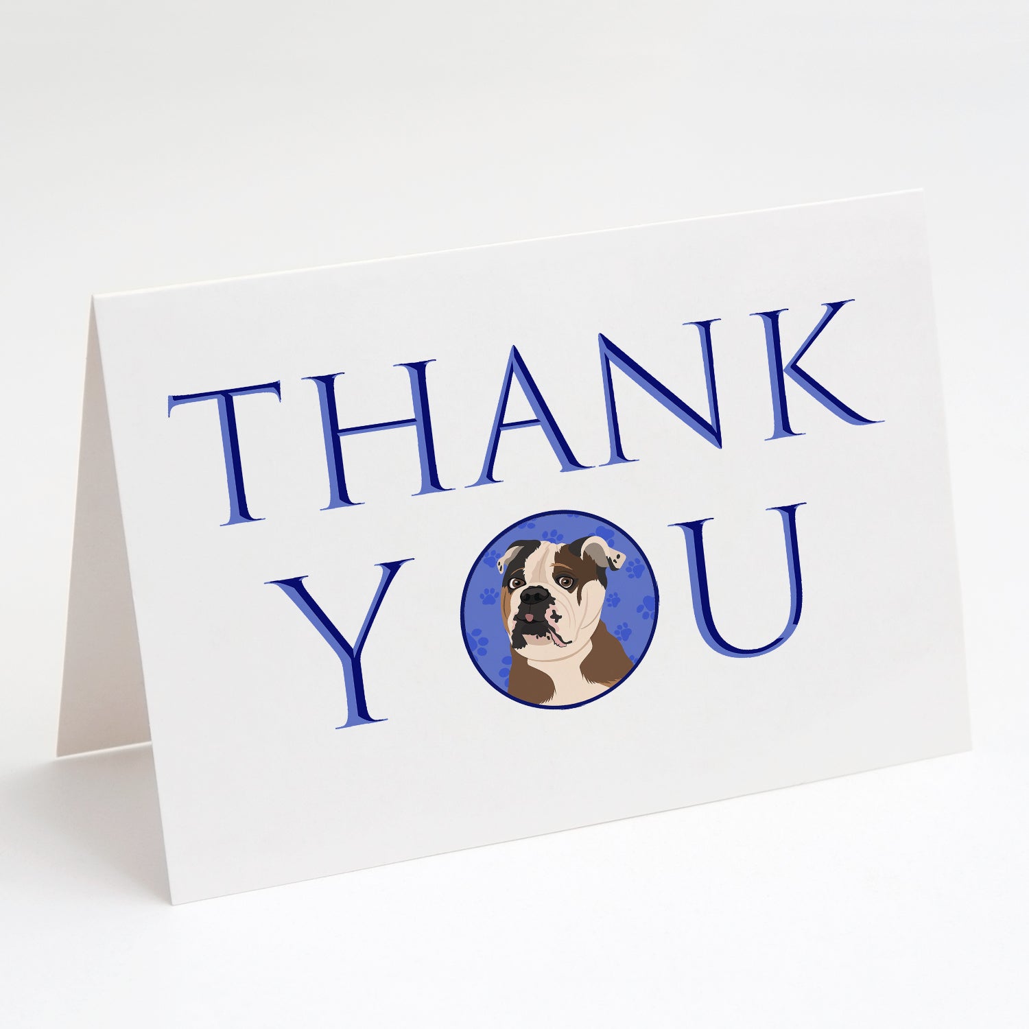 English Bulldog Chocolate Tan Thank You Greeting Cards Pack of 8 Blank Cards with Envelopes Whimsical A7 Size 5x7