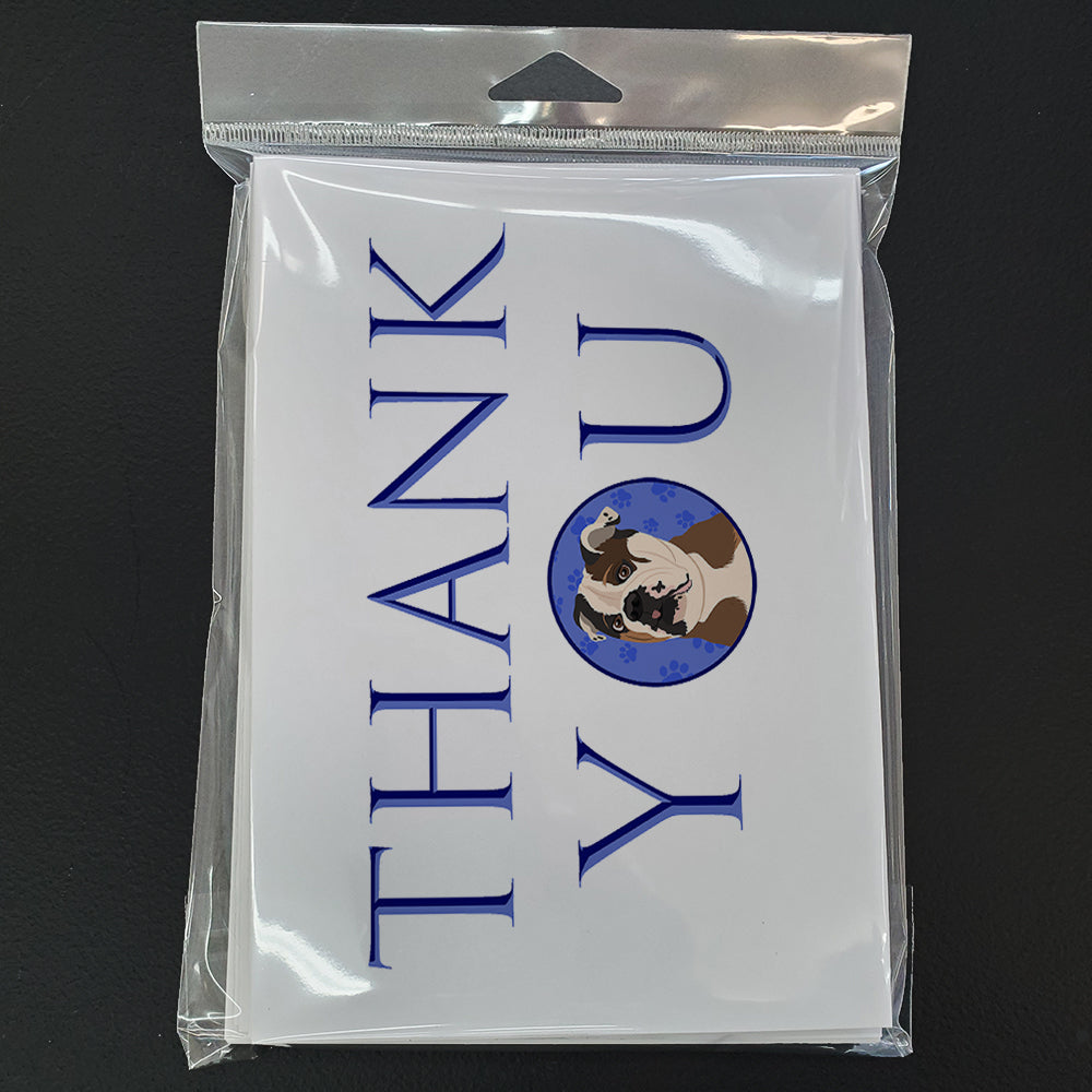 English Bulldog Chocolate Tan Thank You Greeting Cards Pack of 8 Blank Cards with Envelopes Whimsical A7 Size 5x7