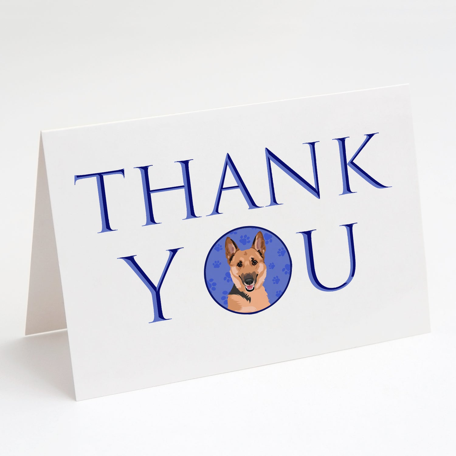 German Shepherd Black and Tan #1 Thank You Greeting Cards Pack of 8 Blank Cards with Envelopes Whimsical A7 Size 5x7