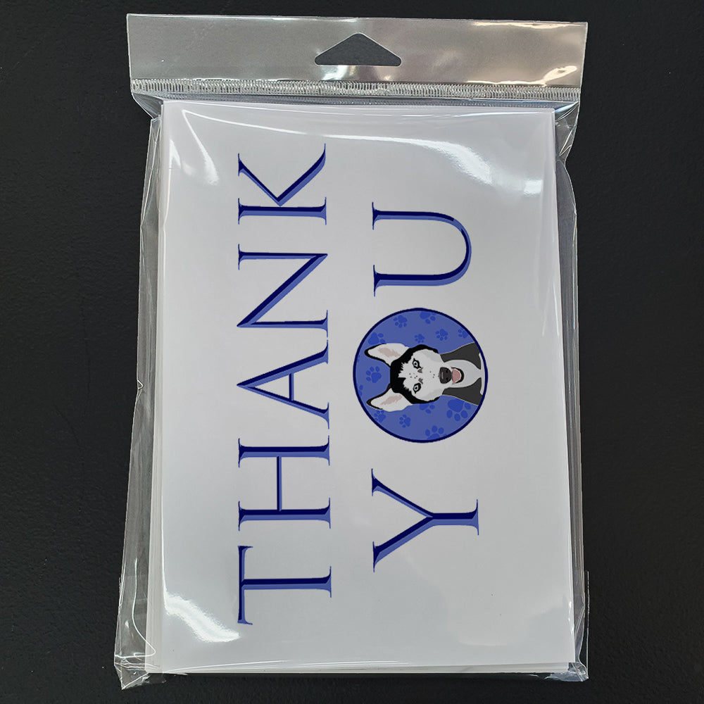 Siberian Husky Black and White #3 Thank You Greeting Cards Pack of 8 Blank Cards with Envelopes Whimsical A7 Size 5x7