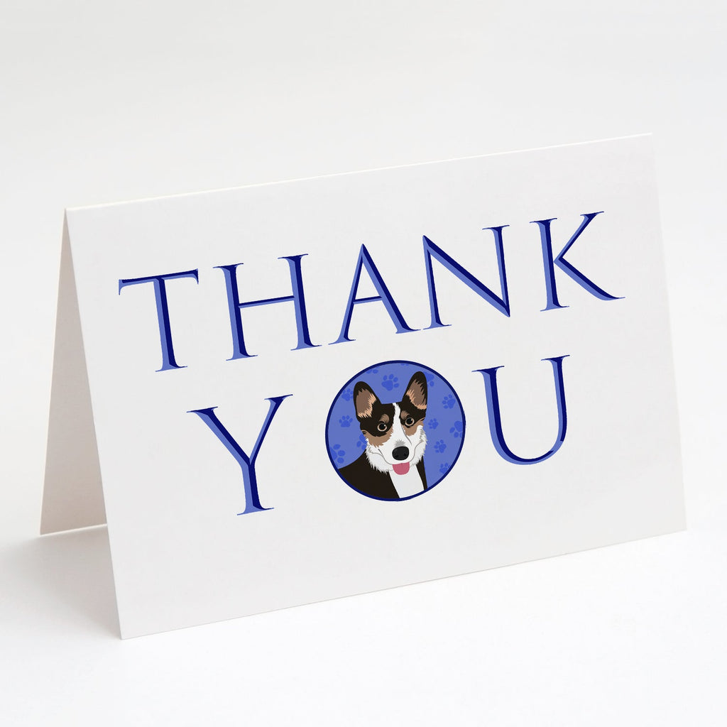 Pembroke Welsh Corgi Tricolor Black-Headed #2 Thank You Greeting Cards Pack of 8 Blank Cards with Envelopes Whimsical A7 Size 5x7