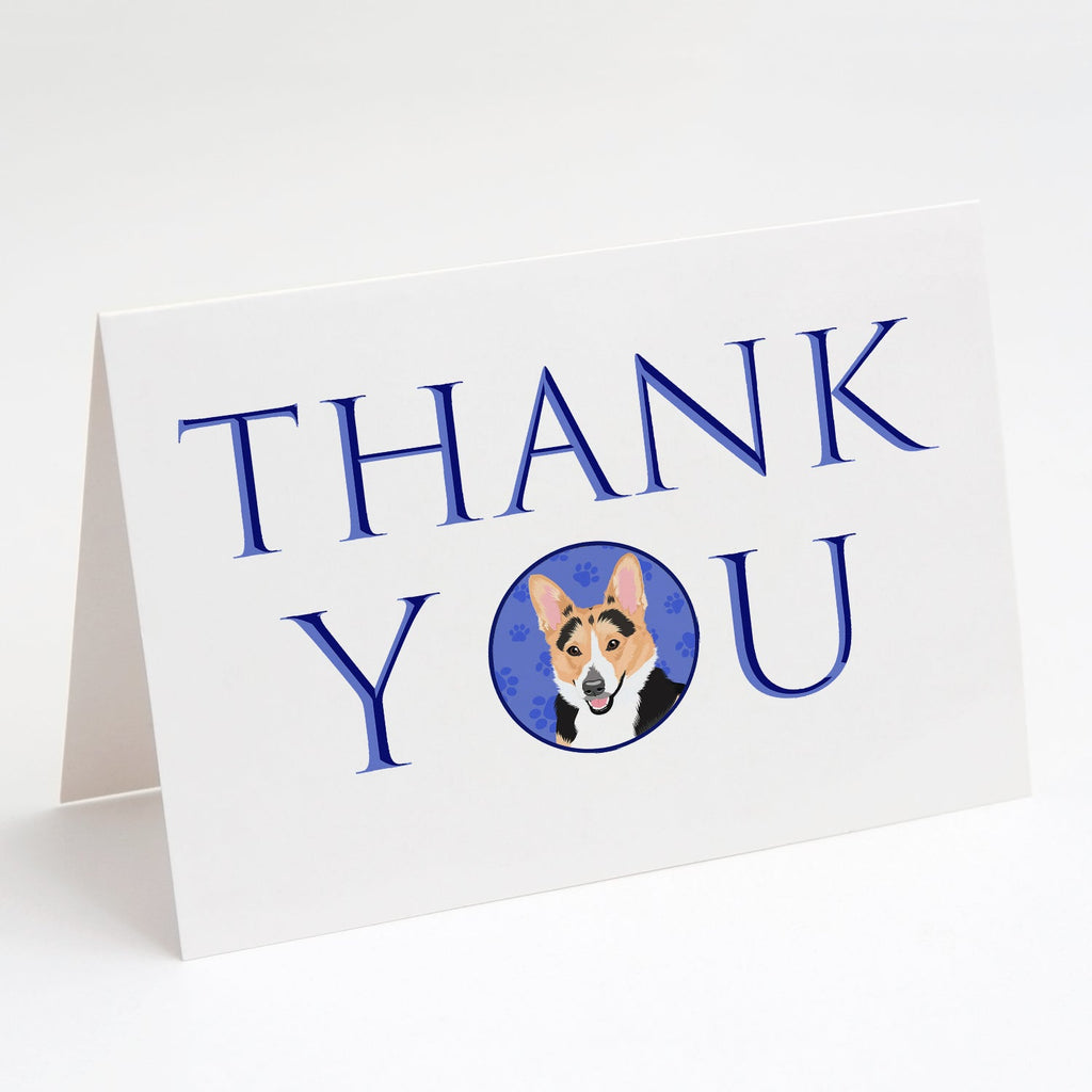 Pembroke Welsh Corgi Tricolor Red-Headed Thank You Greeting Cards Pack of 8 Blank Cards with Envelopes Whimsical A7 Size 5x7