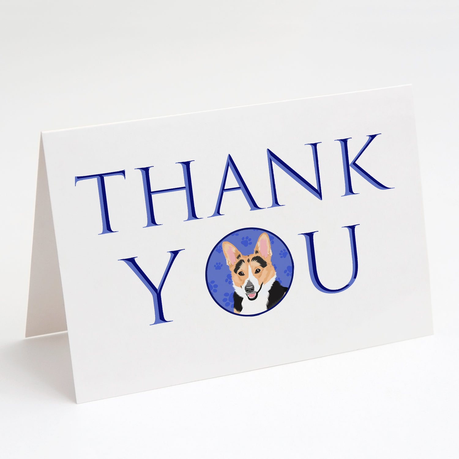 Pembroke Welsh Corgi Tricolor Red-Headed Thank You Greeting Cards Pack of 8 Blank Cards with Envelopes Whimsical A7 Size 5x7