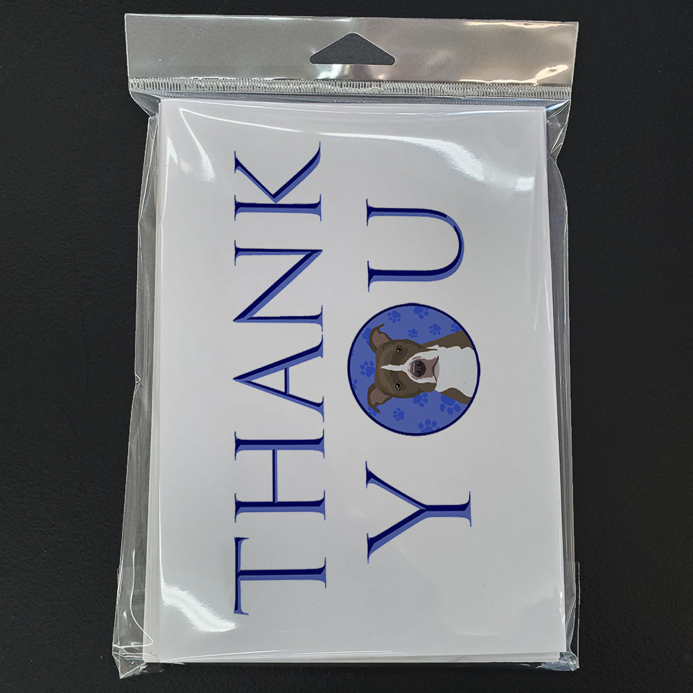 Pit Bull Blue #6 Thank You Greeting Cards Pack of 8 Blank Cards with Envelopes Whimsical A7 Size 5x7