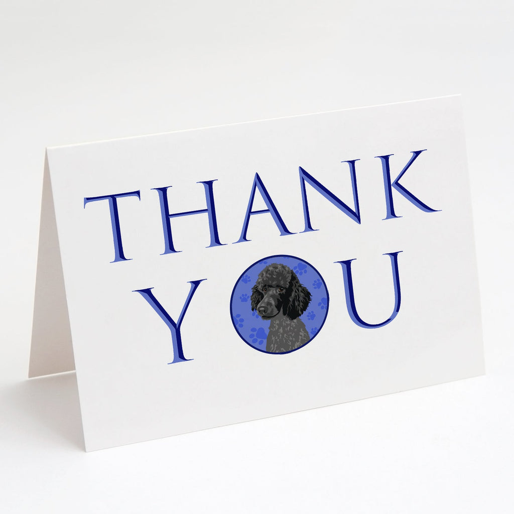 Poodle Standard Black Thank You Greeting Cards Pack of 8 Blank Cards with Envelopes Whimsical A7 Size 5x7