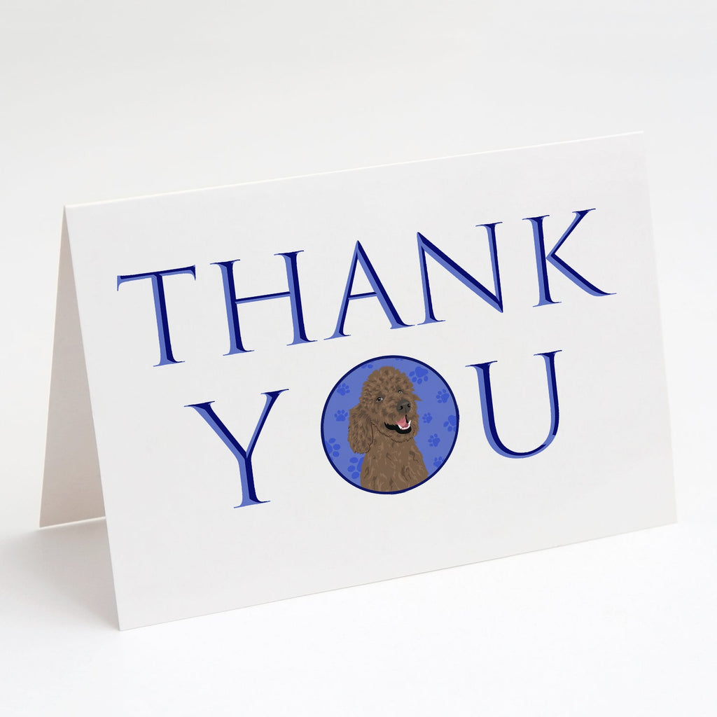 Poodle Standard Brown Thank You Greeting Cards Pack of 8 Blank Cards with Envelopes Whimsical A7 Size 5x7