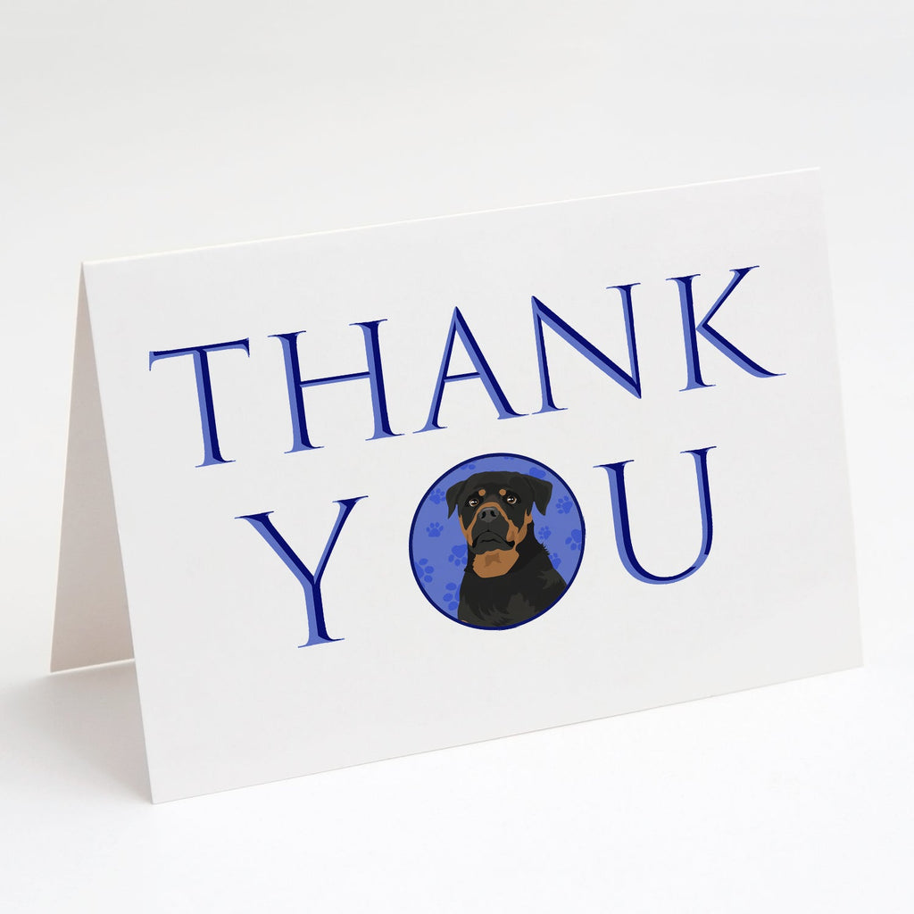 Rottweiler Black and Mahogany Thank You Greeting Cards Pack of 8 Blank Cards with Envelopes Whimsical A7 Size 5x7