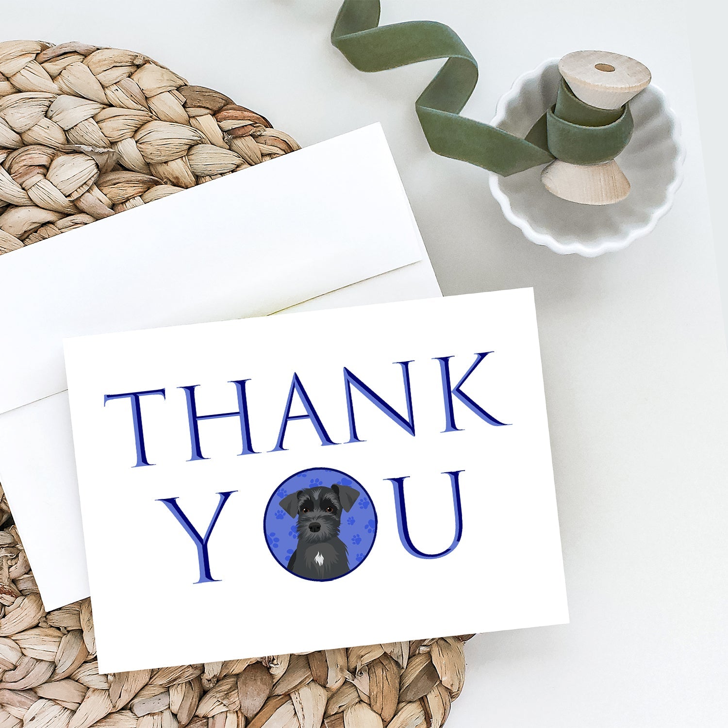 Schnauzer Black #1 Thank You Greeting Cards Pack of 8 Blank Cards with Envelopes Whimsical A7 Size 5x7