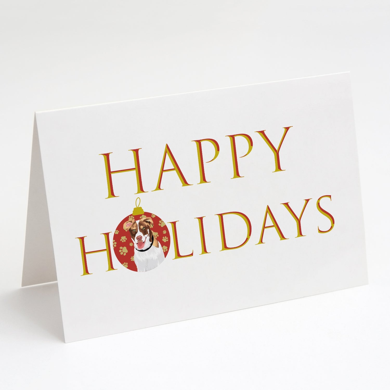 Australian Shepherd Red and White #2 Happy Holidays Greeting Cards Pack of 8 Blank Cards with Envelopes Whimsical A7 Size 5x7