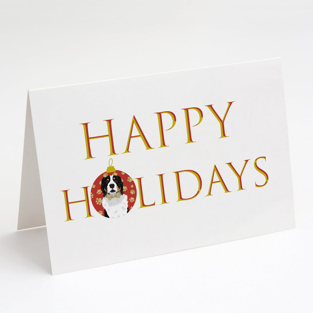 Bernese Mountain Dog #2 Happy Holidays Greeting Cards Pack of 8 Blank Cards with Envelopes Whimsical A7 Size 5x7