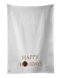 Doodle Black #2 Happy Holidays Kitchen Towel Set of 2 White Dish Towels Decorative Bathroom Hand towel for Hand, Face, Hair, Yoga, Tea, Dishcloth, 19 X 28", White