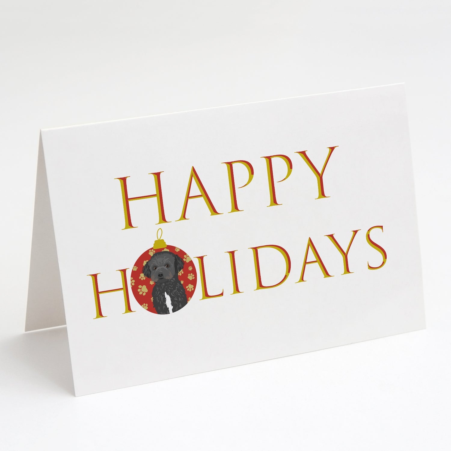 Doodle Black and White #1 Happy Holidays Greeting Cards Pack of 8 Blank Cards with Envelopes Whimsical A7 Size 5x7