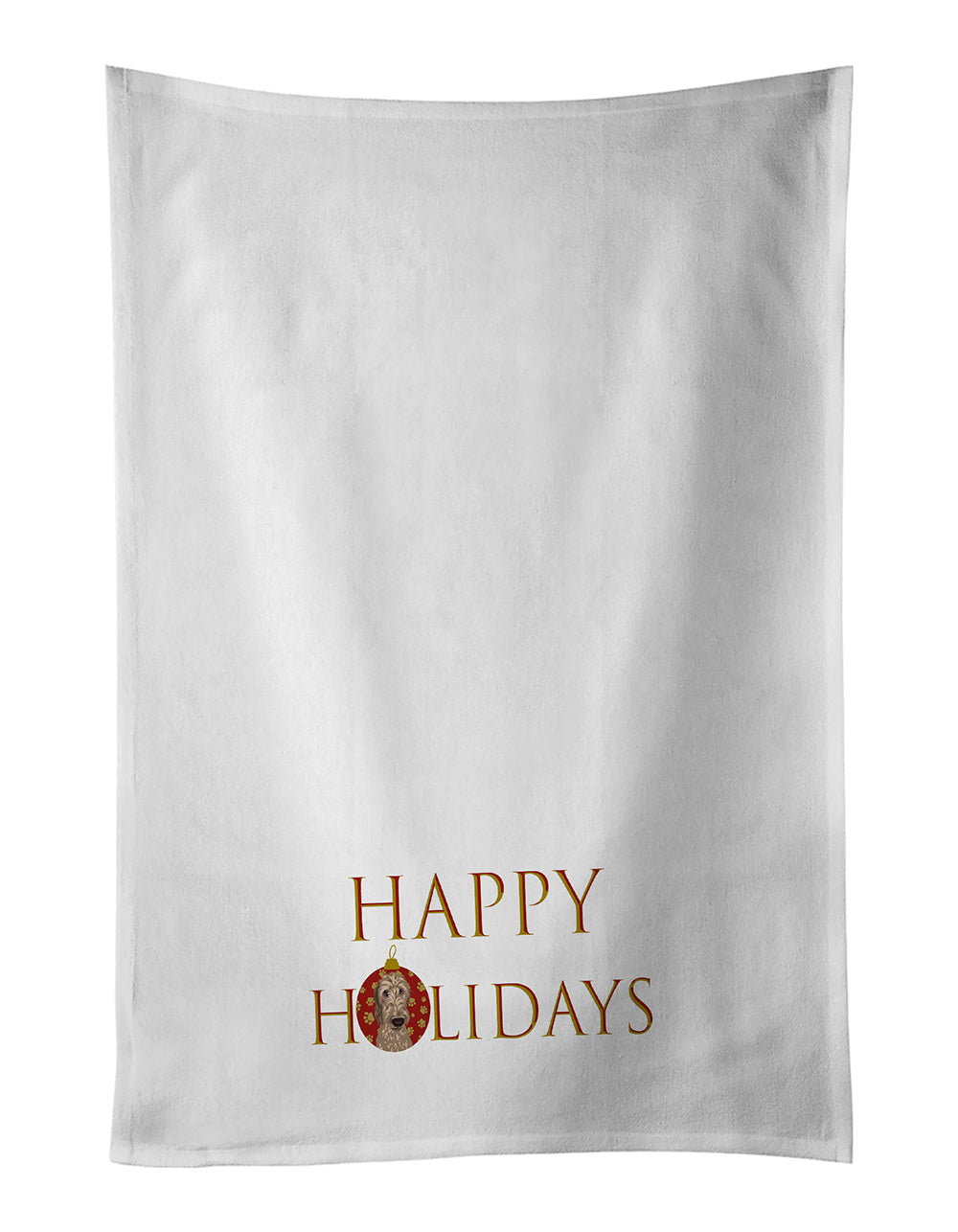 Doodle Fawn #4 Happy Holidays Kitchen Towel Set of 2 White Dish Towels Decorative Bathroom Hand towel for Hand, Face, Hair, Yoga, Tea, Dishcloth, 19 X 28", White
