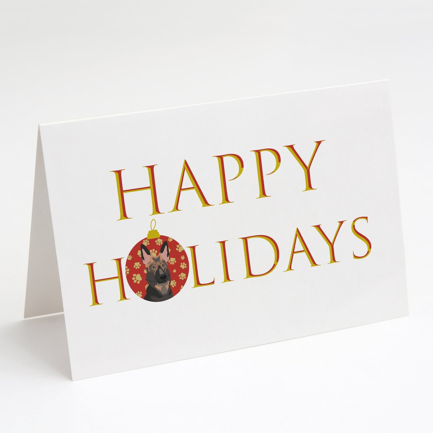German Shepherd Puppy Happy Holidays Greeting Cards Pack of 8 Blank Cards with Envelopes Whimsical A7 Size 5x7
