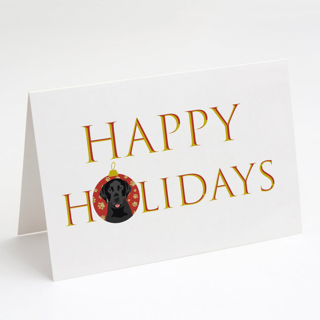 Labrador Retriever Black #3 Happy Holidays Greeting Cards Pack of 8 Blank Cards with Envelopes Whimsical A7 Size 5x7