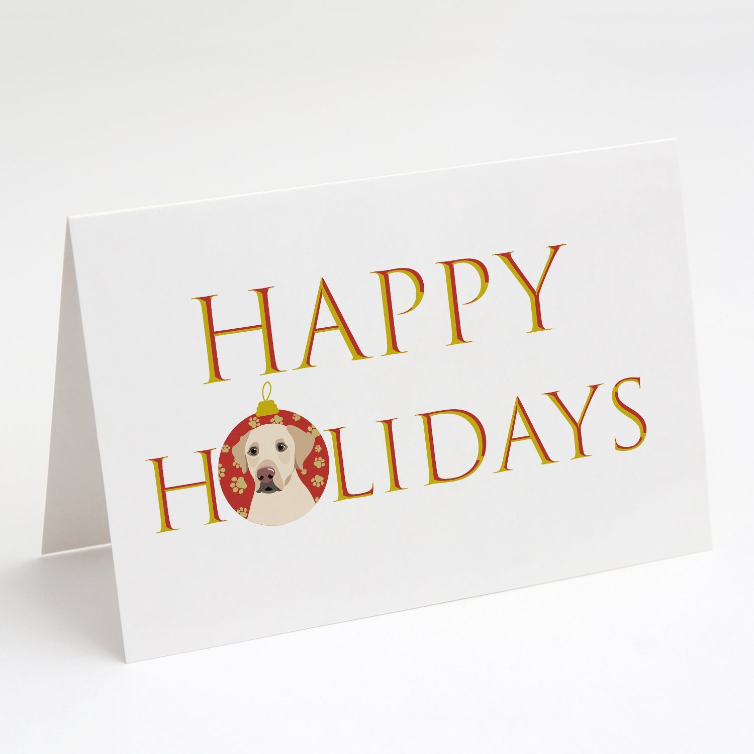 Labrador Retriever Yellow #3 Happy Holidays Greeting Cards Pack of 8 Blank Cards with Envelopes Whimsical A7 Size 5x7