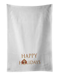 Labrador Retriever Yellow #3 Happy Holidays Kitchen Towel Set of 2 White Dish Towels Decorative Bathroom Hand towel for Hand, Face, Hair, Yoga, Tea, Dishcloth, 19 X 28", White
