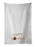 Yorkie Blue and Tan #2 Happy Holidays Kitchen Towel Set of 2 White Dish Towels Decorative Bathroom Hand towel for Hand, Face, Hair, Yoga, Tea, Dishcloth, 19 X 28", White