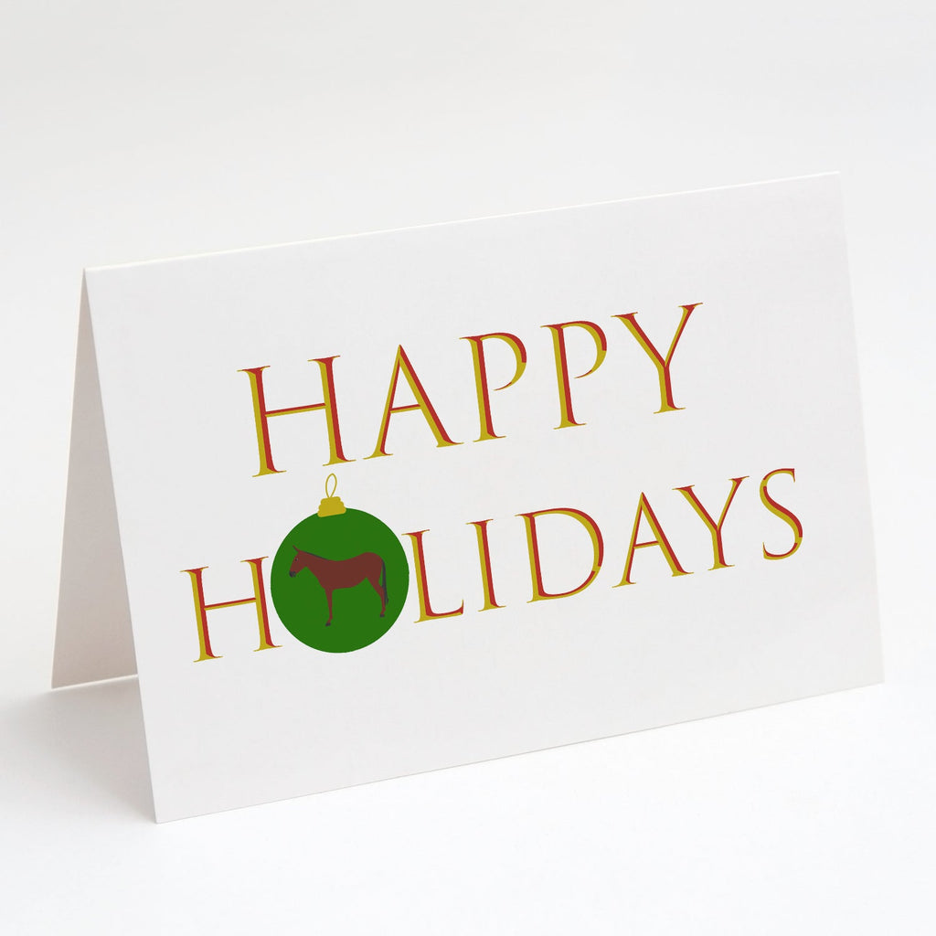 Donkeys & Mules - Hinny Horse Donkey Happy Holidays Greeting Cards Pack of 8 Blank Cards with Envelopes Whimsical A7 Size 5x7