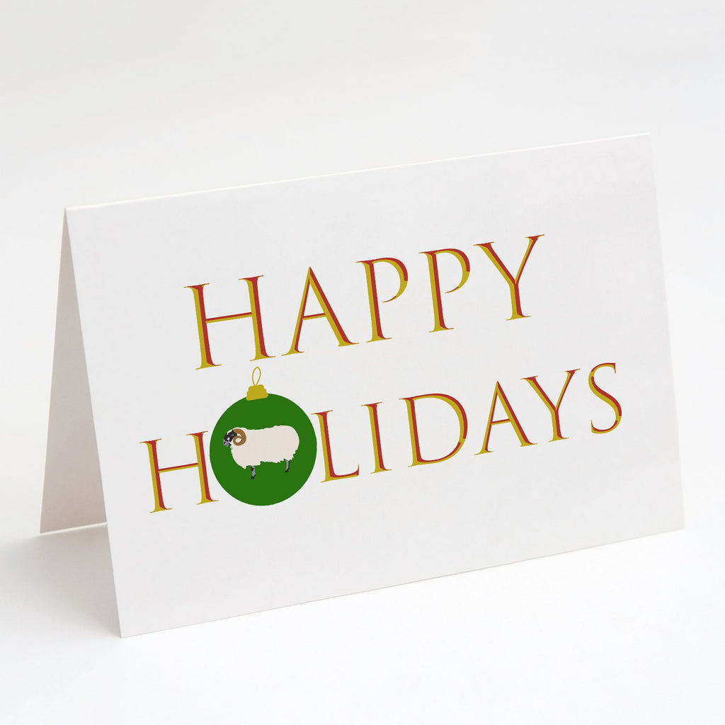 Sheep - Scottish Blackface Sheep Happy Holidays Greeting Cards Pack of 8 Blank Cards with Envelopes Whimsical A7 Size 5x7