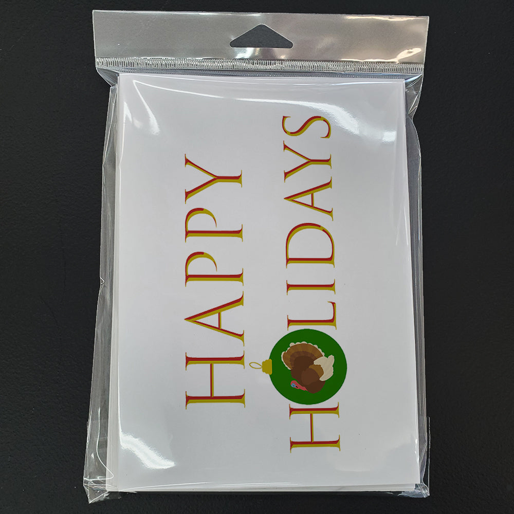 Turkeys - French Turkey Dindon Happy Holidays Greeting Cards Pack of 8 Blank Cards with Envelopes Whimsical A7 Size 5x7