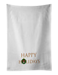 Rat Terrier - Dog Face Happy Holidays Christmas Kitchen Towel Set of 2 White Dish Towels Decorative Bathroom Hand towel for Hand, Face, Hair, Yoga, Tea, Dishcloth, 19 X 28", White