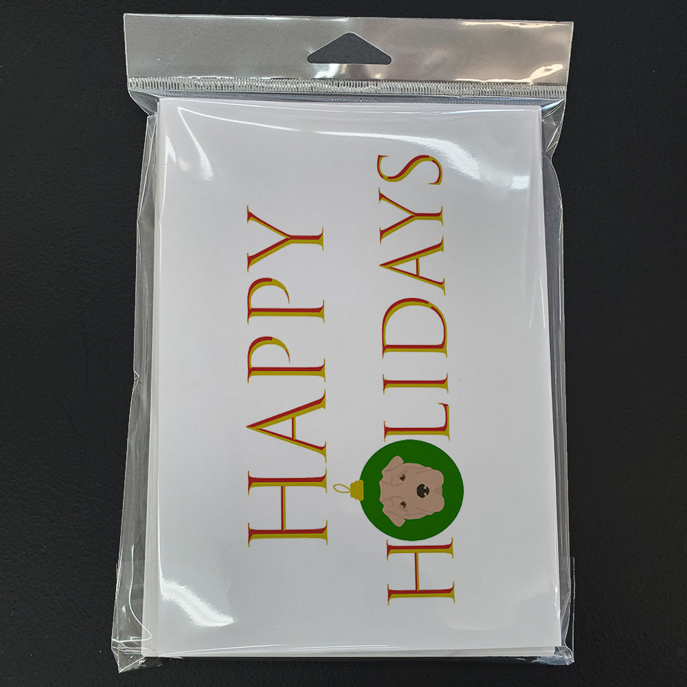 Shar Pei - Dog Face Happy Holidays Christmas Greeting Cards Pack of 8 Blank Cards with Envelopes Whimsical A7 Size 5x7