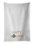 American Eskimo Happy Holidays Kitchen Towel Set of 2 White Dish Towels Decorative Bathroom Hand towel for Hand, Face, Hair, Yoga, Tea, Dishcloth, 19 X 28", White