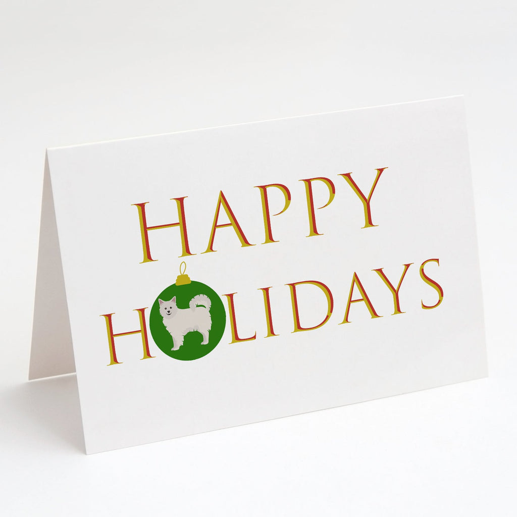 Italian Spitz  Happy Holidays Greeting Cards Pack of 8 Blank Cards with Envelopes Whimsical A7 Size 5x7