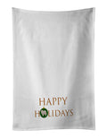 Japanese Spitz Happy Holidays Kitchen Towel Set of 2 White Dish Towels Decorative Bathroom Hand towel for Hand, Face, Hair, Yoga, Tea, Dishcloth, 19 X 28", White