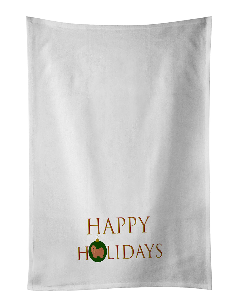 Lhasa Apso #1 Happy Holidays Kitchen Towel Set of 2 White Dish Towels Decorative Bathroom Hand towel for Hand, Face, Hair, Yoga, Tea, Dishcloth, 19 X 28", White