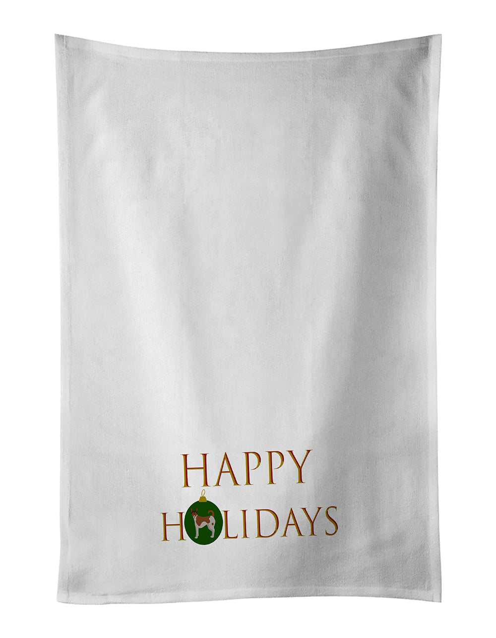 Tenterfield Terrier Happy Holidays Kitchen Towel Set of 2 White Dish Towels Decorative Bathroom Hand towel for Hand, Face, Hair, Yoga, Tea, Dishcloth, 19 X 28", White