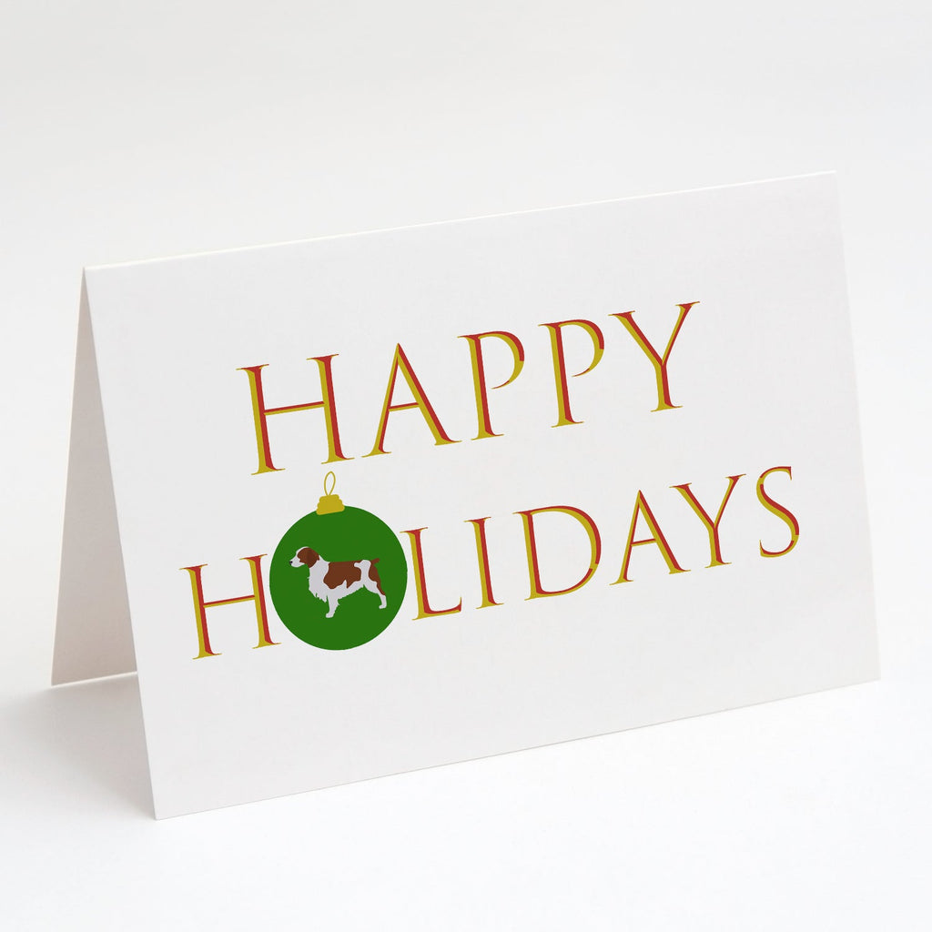 Welsh Springer Spaniel Happy Holidays Greeting Cards Pack of 8 Blank Cards with Envelopes Whimsical A7 Size 5x7